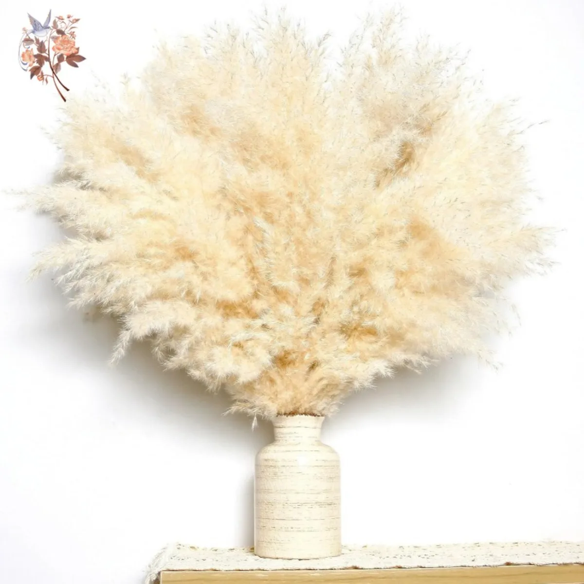 

White Fluffy Pampas Grass Wedding Flower Bouquet Vase Decor Natural Dry Pompas Plant Home Living Room Party Christmas Decoration