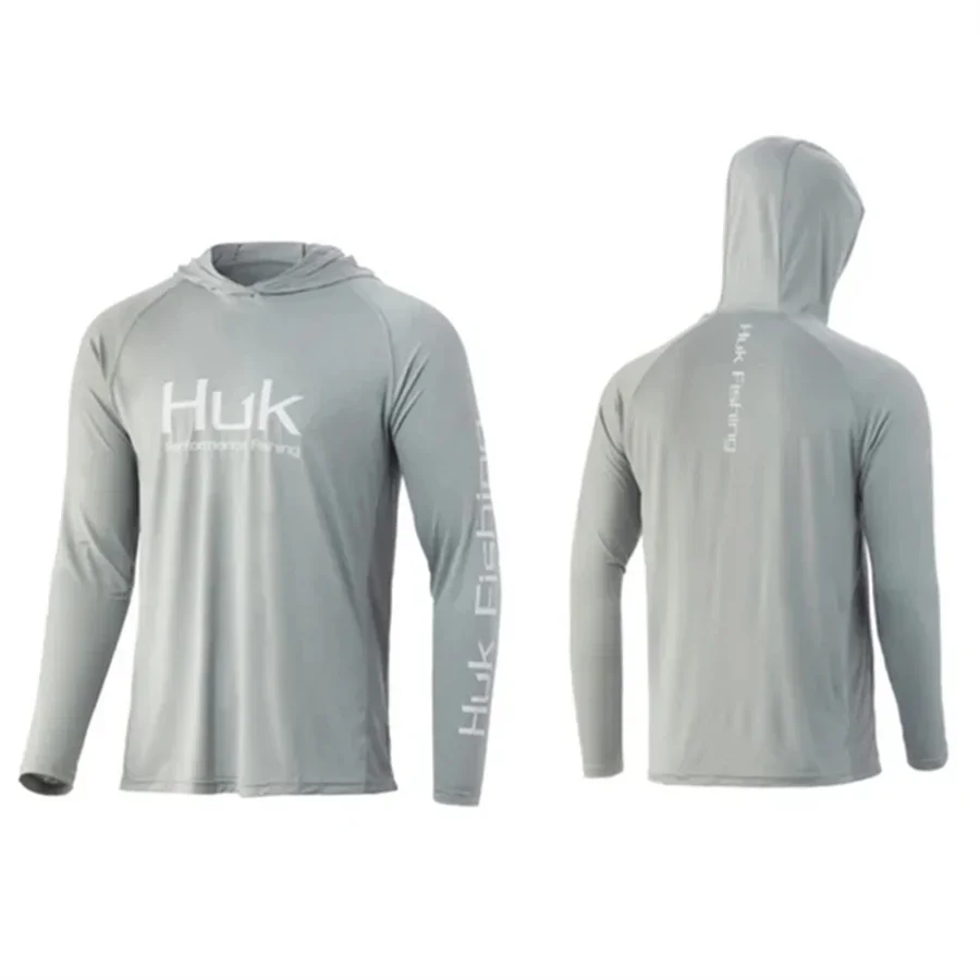 Fishing Shirt HUK With Hat Long Sleeve Sun UV UPF50 Summer Quick Dry Top Lightweight Men Fishing Clothes Sports Hunting Camping