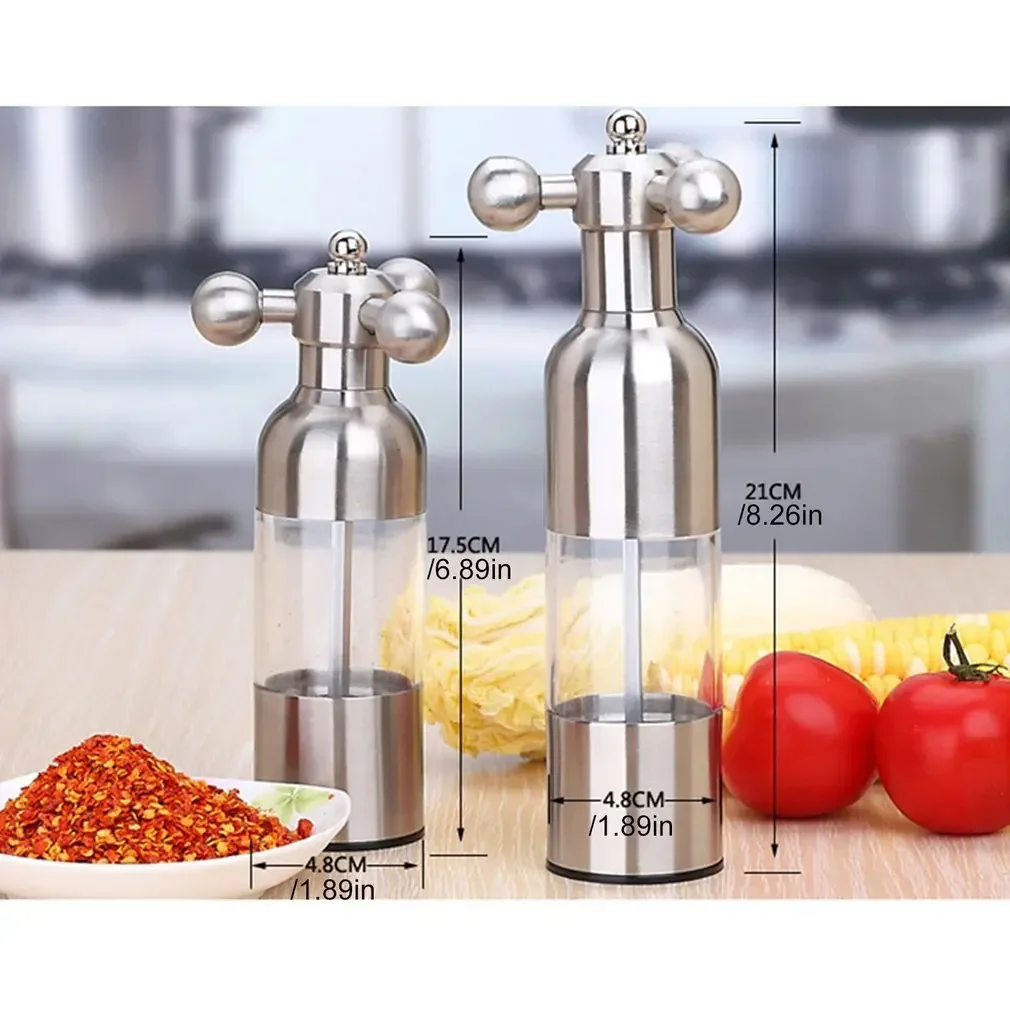 Pepper Grinder Mill 304 Stainless Steel Food Safe Ceramic Burr Manual Salt Grinder Hand Driven Pepper Mill Faucet Valve Shape