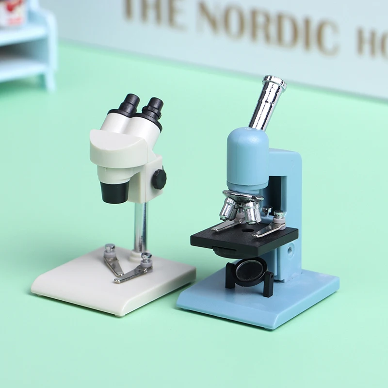 1Pc Dollhouse Miniature Microscope 1/12 Mini Simulation Laboratory Equipment Model Experimental Scene Decor Toy Accessories