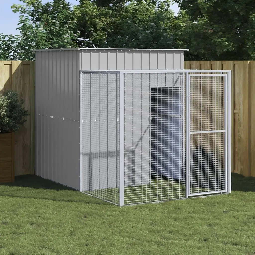 Light Gray Galvanized Steel Chicken Cage with Run 65x98.8x71.3 cm - Durable Outdoor Poultry House