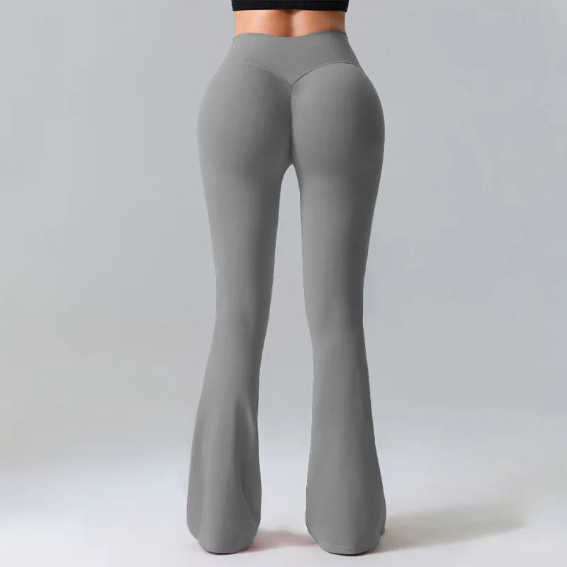 Women's High Waist Yoga Flared Pants Peach Butt Lifting Slimming Wide Leg Sports Fitness Leggings