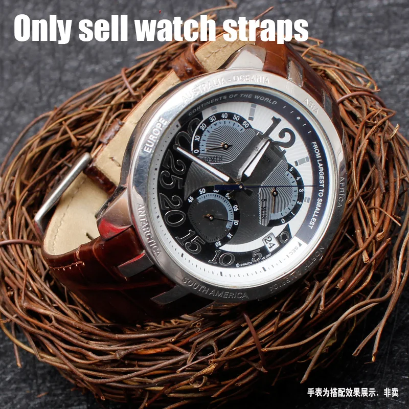 21mm Genuine leather Watch band Waterproof leather Watch strap For Swatch YRS403 401 402G 412 418 406G Men Curved notch Bracelet