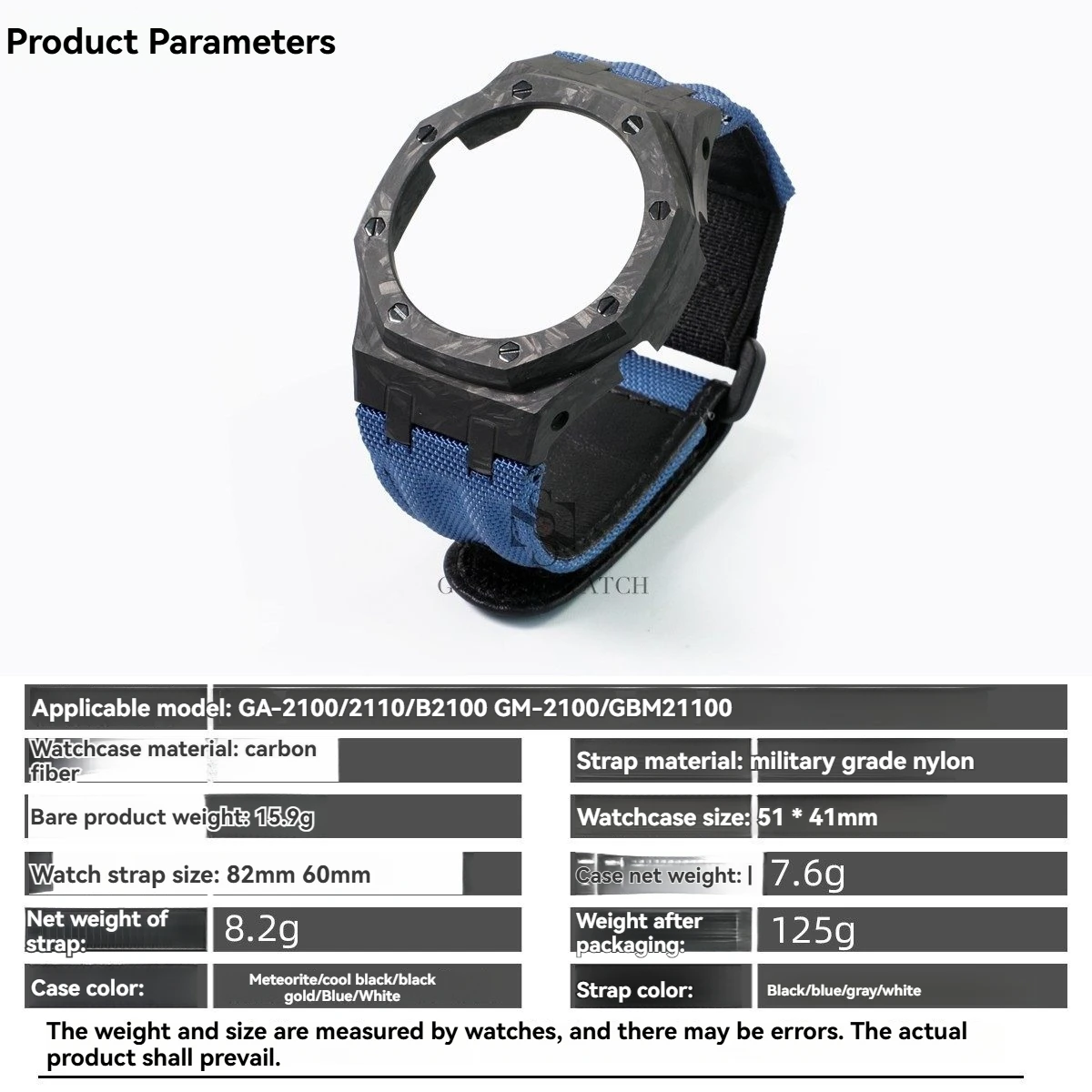 GA2100/2110 Mod Kit Carbon Fiber Case & Nylon Strap For Casio GA-2100/B2100 GM-2100 GBM2100 Men Watch Case+Band Set Accessories