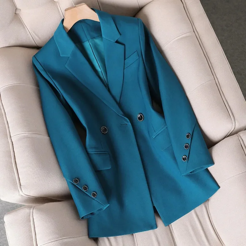 Women Autumn Formal Blazer Ladies Khaki Black Blue Long Sleeve Work Wear Suit Jacket Coat Female Tops Outerwear Women Clothing