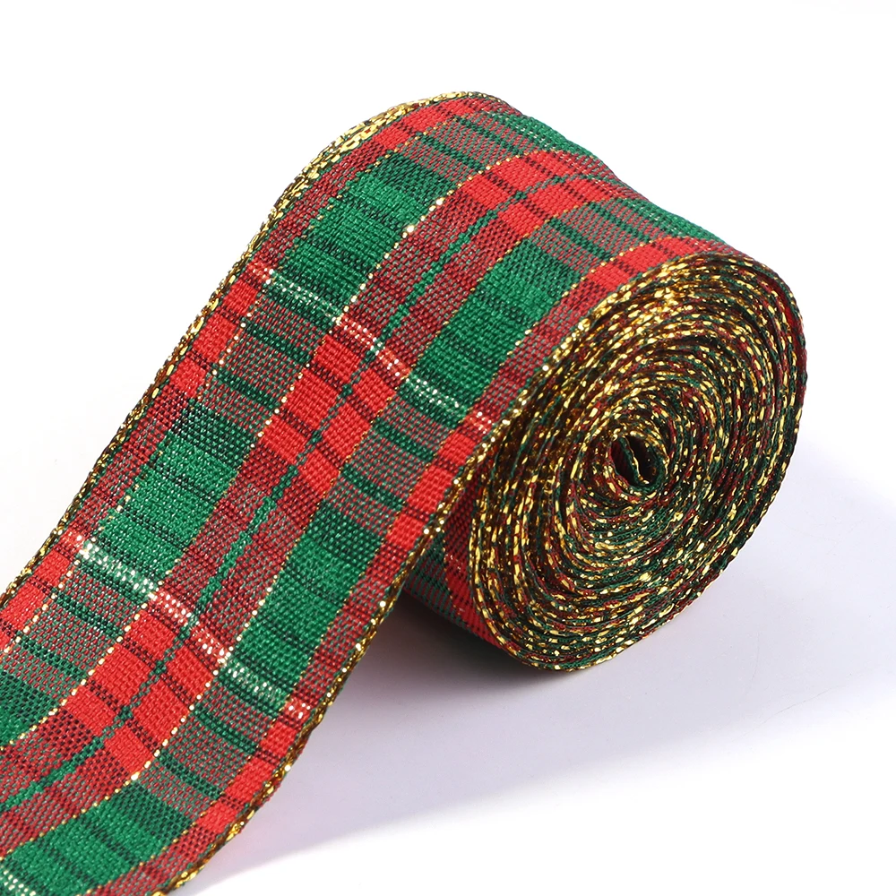5-10 yards/lot Polyester Vintage Plaid Bänder Weihnachten Rot Grün Plaid Bänder Für DIY Party Weihnachten Geschenke Verpackung zubehör – Detail 6