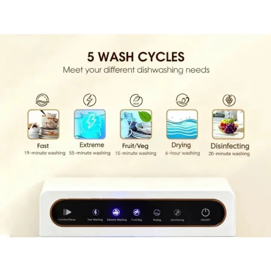 غسالة أطباق مدمجة محمولة على سطح الطاولة مع خراطيم مدخل/مخرج بطول 1.5 متر و5 برامج غسيل 162F تنظيف عالي الحرارة مثالي لـ Apar #3
