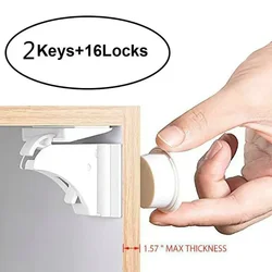 16Pcs Invisible Child Safety Magnetic Lock Baby Proof Cupboard Door Drawer Locks Kids Magnetic Lock Kids Safety Invisible Lock