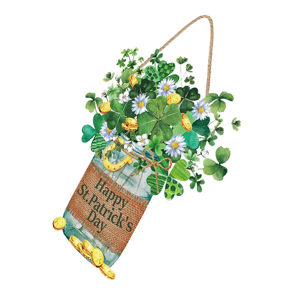 Saint Patricks Day Wooden Door Sign Hanging Welcome Ornament for Home Porch Festival Decoration