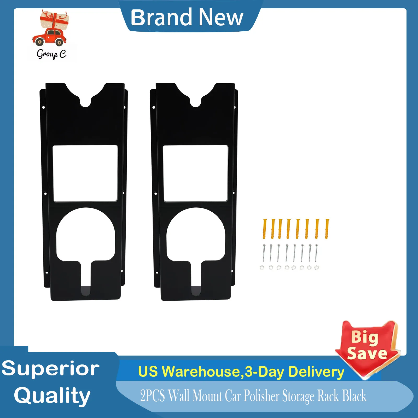 

2 шт. настенное крепление для хранения автомобильной полировщика, черный, сверхмощный держатель полировальной машины емкостью 22 фунта для буферной машины