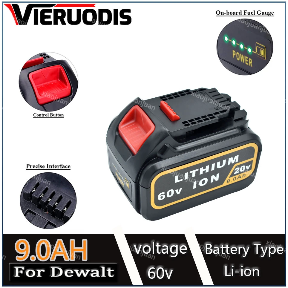 

NEW 9.0Ah 20V 60V MAX Replacement Battery for Dewalt DCB606 DCB609 DCB205 DCB204 DCB206 DCB209 Power Screwdriver Tools Batteries