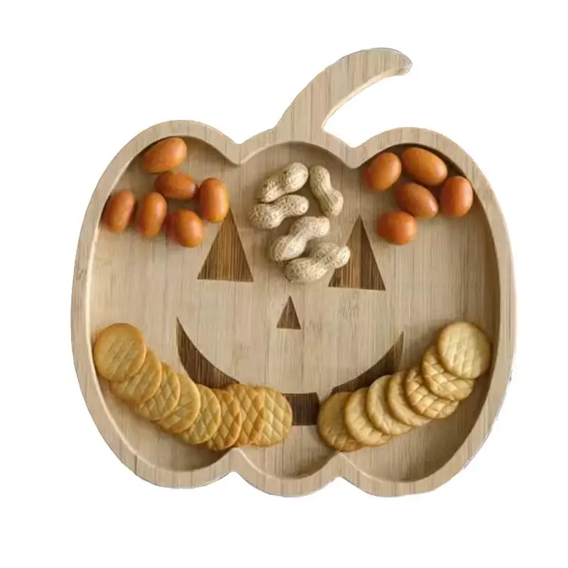 Halloween Wooden Pallets Decorative Serving Tray Platter Halloween Elements Counter Tray for Bread Meat Cheese Biscuits