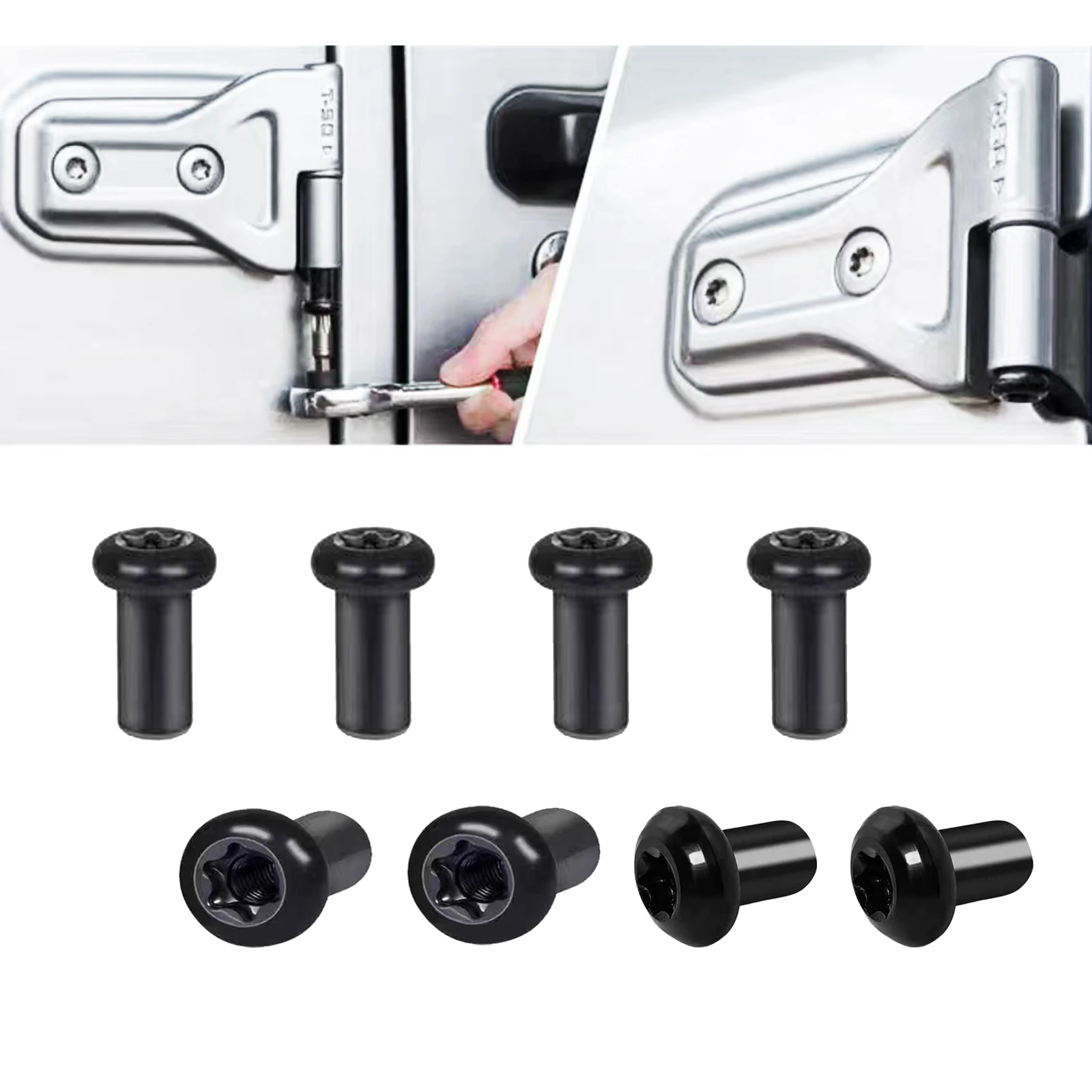 4Pcs Door Hinge Nuts for 2018-2023 Jeep Wrangler JL JLU Sport Sahara Freedom Rubicon Unlimited Gladiator 2/4-Doors Hinge Screws