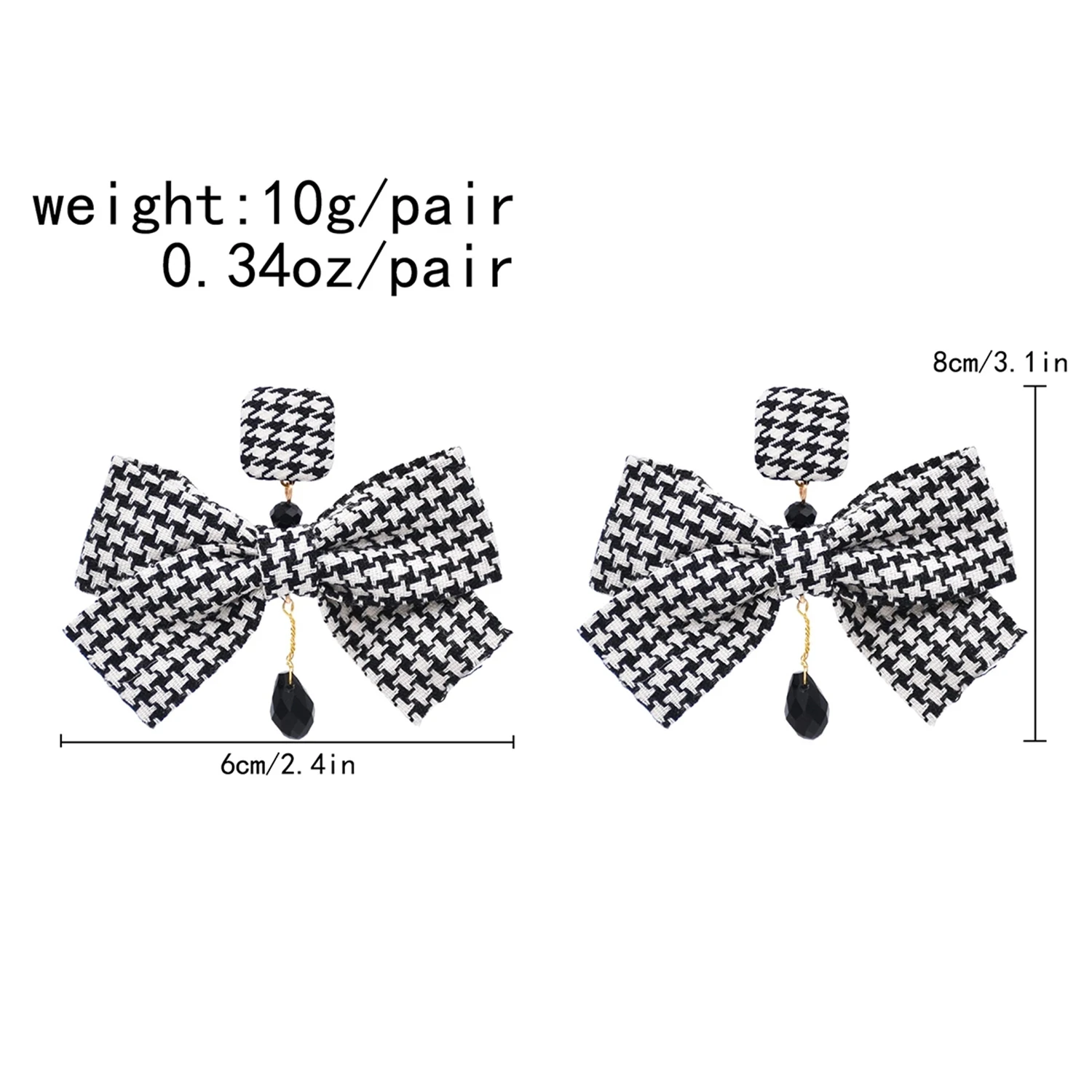 European American Fashion Minimalist Black Red Plaid Bow Fabric Pendant Earrings New Trending Earrings Women's Eer Jewelry