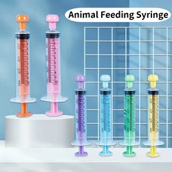 5/10ml Color Straight Mouth Syringe with Plastic Cap Pet Animal Feeding Syringe Rubber Stopper Disposable Pump Measuring Scale