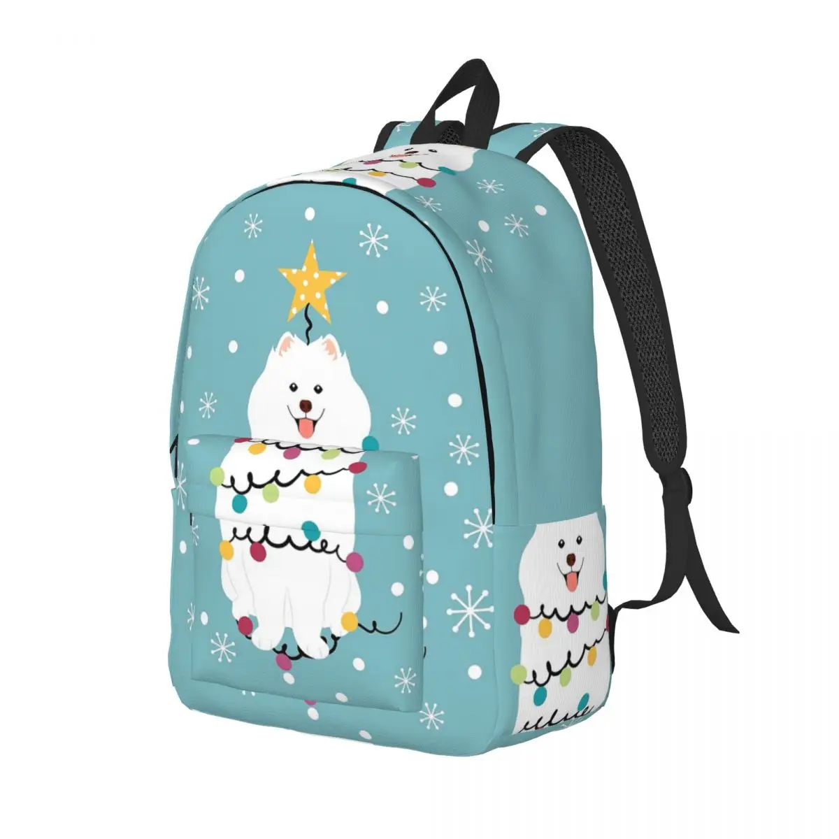 

Samoyed Christmas Tree Backpack Daypack Large Capacity Children BookBag School Bag Shoulder Bags for Men Women
