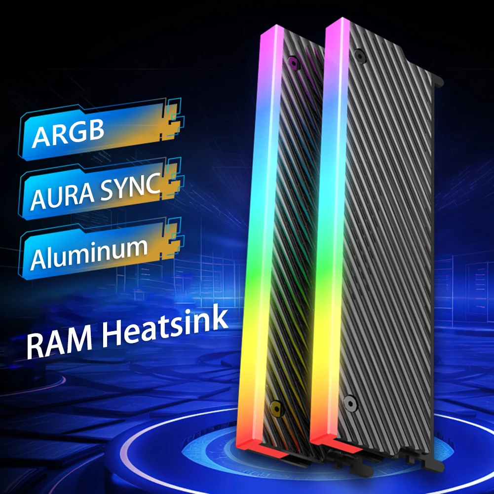 

5V 3PIN ARGB охлаждающий жилет для оперативной памяти ПК с Aura Sync, из алюминиевого сплава, с термопрокладкой из силикона для оперативной памяти DDR2 DDR3 DDR4 DDR5 для настольных ПК