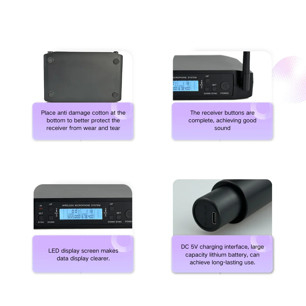جديد G-LX4 B58 G58 ميكروفون لاسلكي احترافي UHF قابل لإعادة الشحن مرحلة الأداء خطاب KTV مكافحة صفير الصوت GLX58 رئيس #4