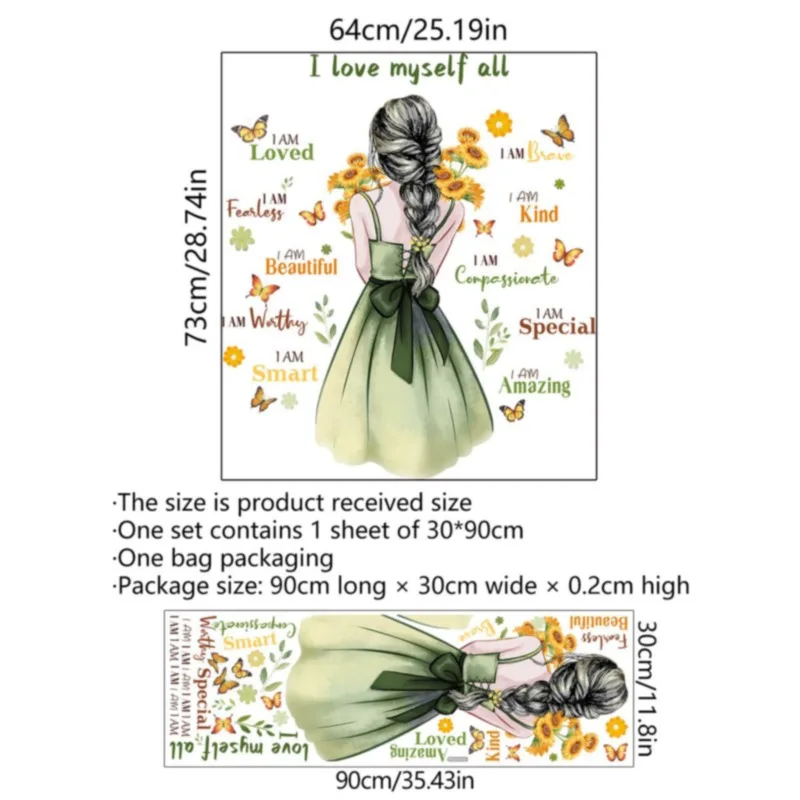 Multicolor Wall Stickers Butterflies Flower Accessories Wall Decal Self-adhesive DIY Wall Decorative Sticker Girl Bedroom