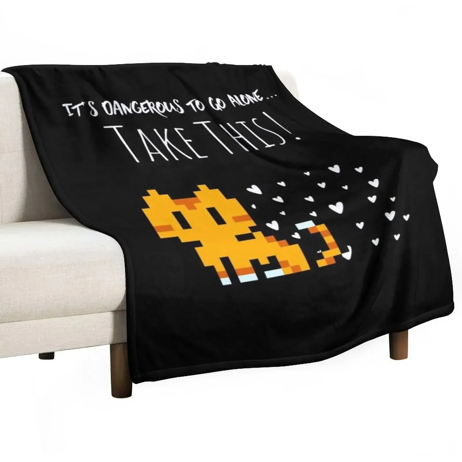 Retro Gaming Quote It's Dangerous to Go Alone - TakeThis! Girl Gamer Birthday Gift Throw Blanket bed plaid Blankets