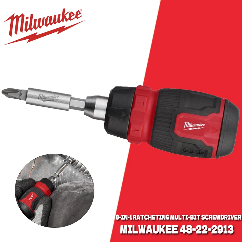 Milwaukee 48-22-2913 8-in-1 Ratcheting Multi-Bit Compact Screwdriver 1/4