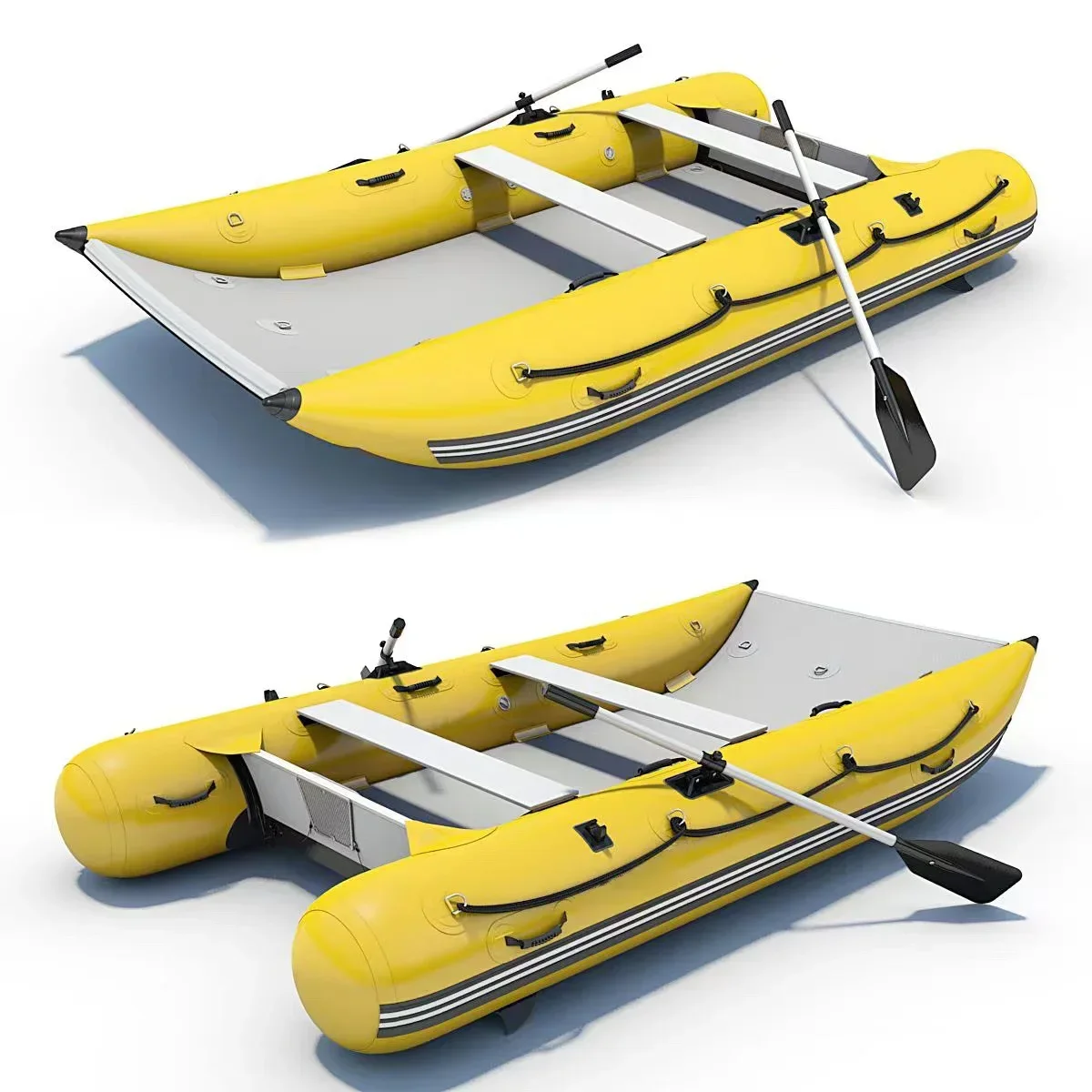 Inflatable Flat Boat Pontoon Catamaran Inflatable Boat Catamaran Yellow Inflatable Catamaran Tubes