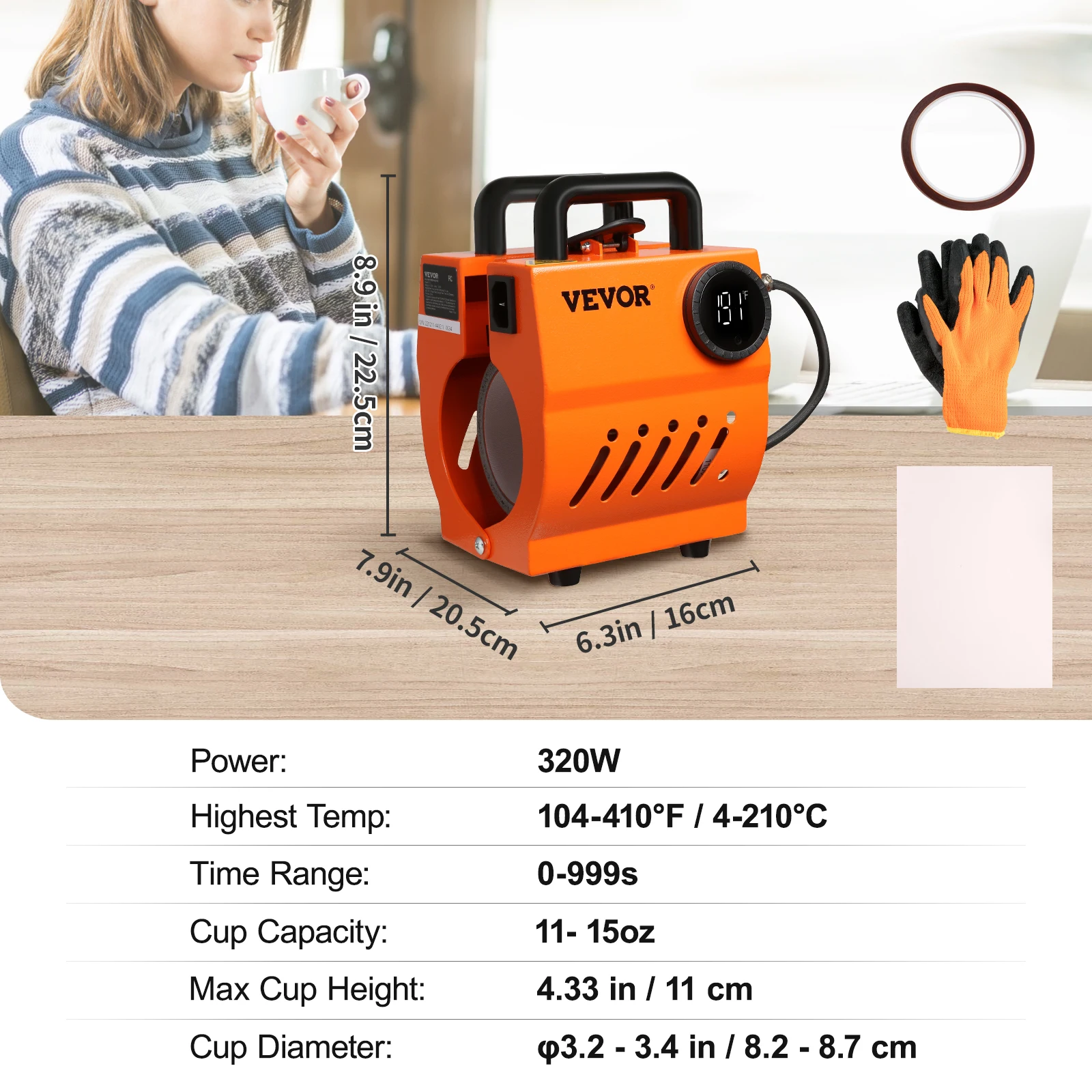 VEVOR-Mini presse à chaud pour tasse en céramique, gobelet presseur, machine d\'impression automatique, ions de sublimation, bricolage, cadeau,