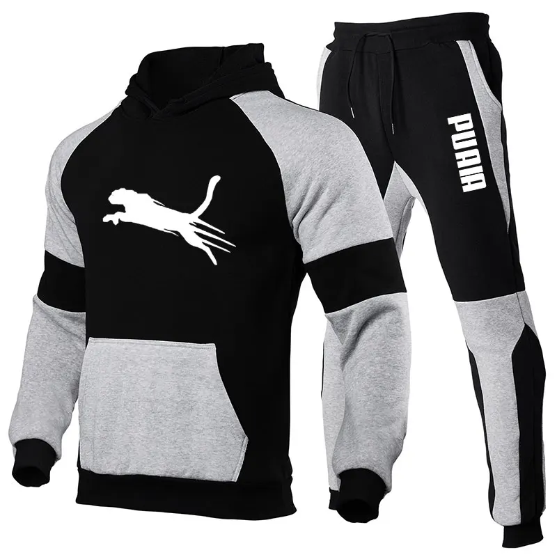 2024 neue Herren Casual Sportswear Frühling und Herbst Outdoor täglich einfache Herren bekleidung farblich passend bedruckte Hoodie-Hose