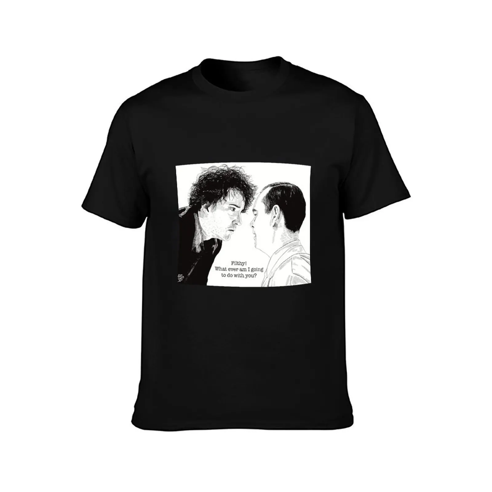 Bernard Black and the cleaner, Black Books, Grapes of Wrath. T-Shirt Large Size Breathable Tee
