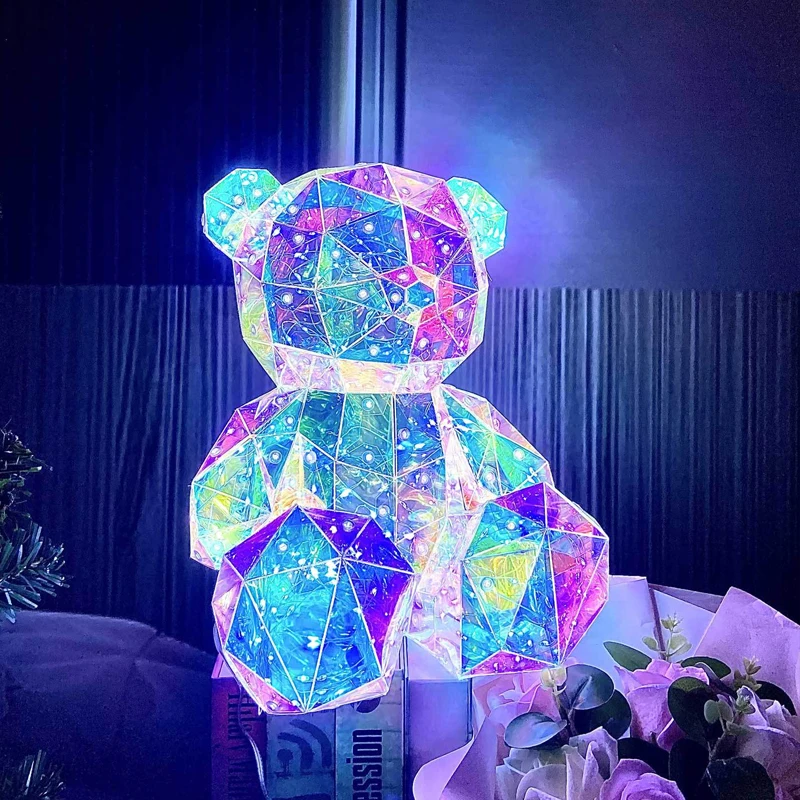 Glowing Bear 30CM Magic Luminous Bear with Bag Valentine's Day Gift Home Livingroom Desktop Decor Girl Grilfriend Creative Gift