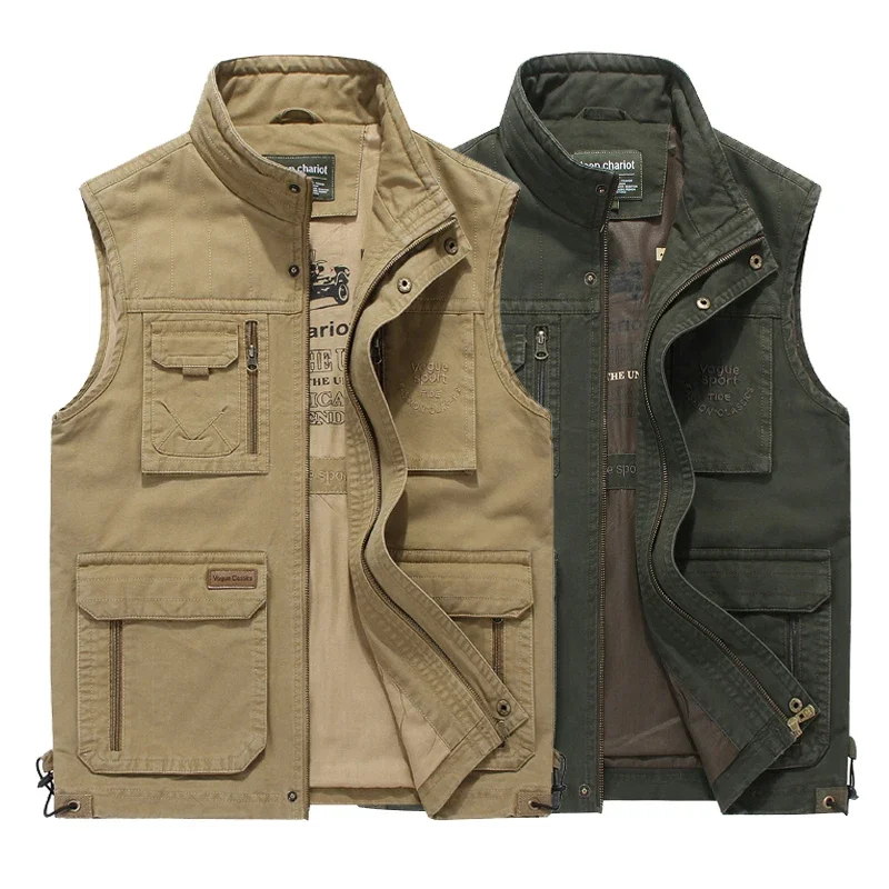 Reporter travel Padded Vest 100% Cotton men Cargo Working Jacket Multi Pocket Tactical clothing Male coat tool bullet proof vest