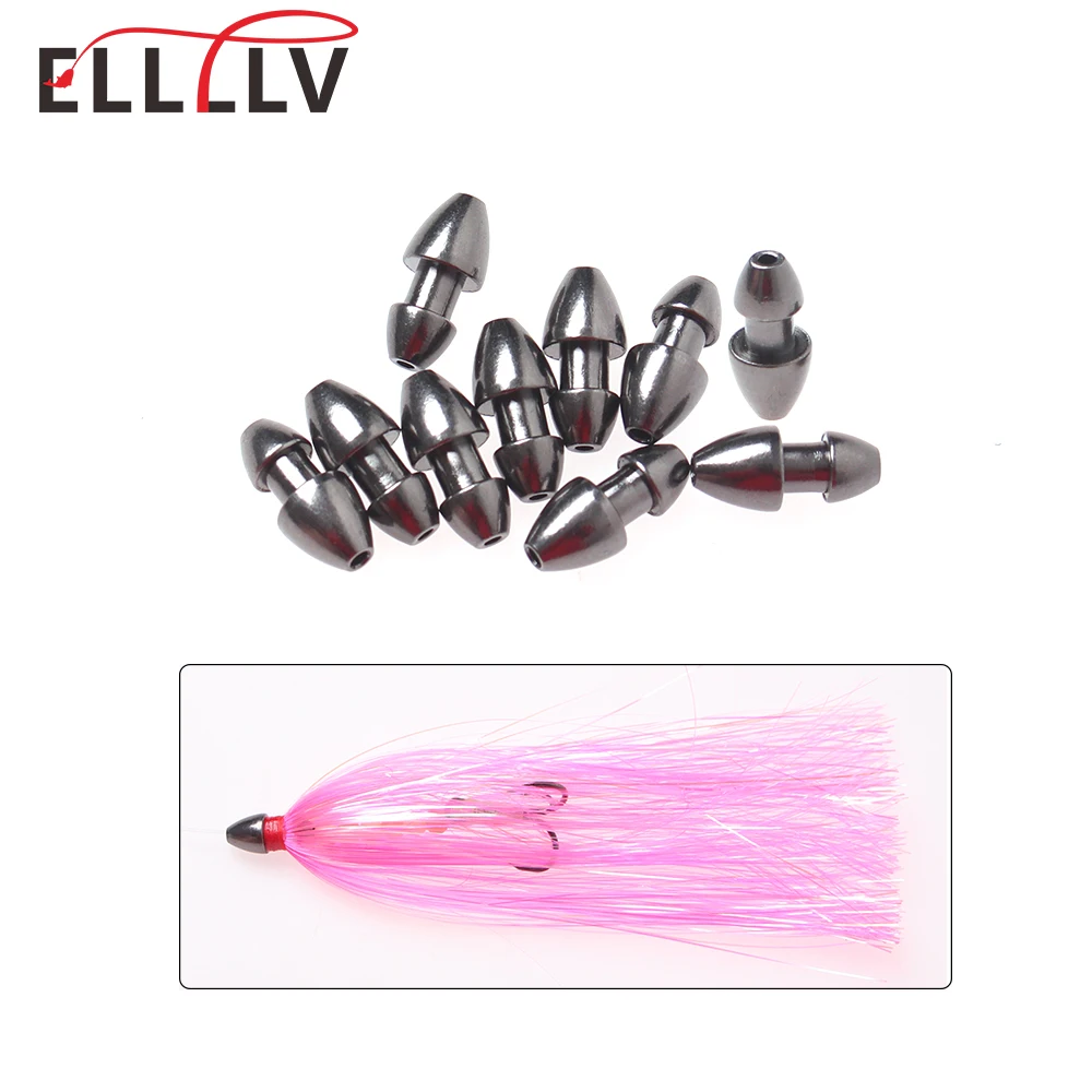 10PCS 1/8OZ Sea Witch Head Fishing Lure Trolling Heads for Mylar Flash Teasers Heavy Copper Sinker Saltwater Snapper Tuna Jigs