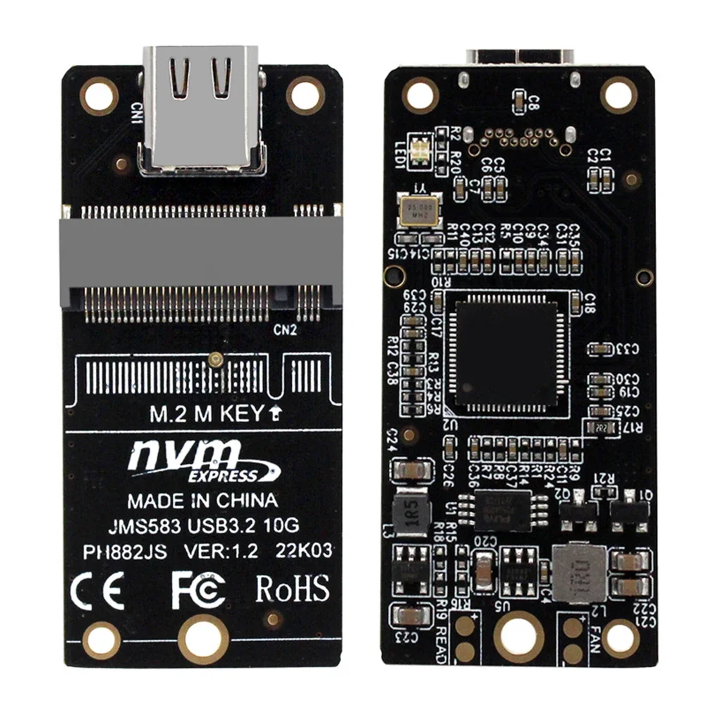 

Адаптер корпуса SSD M.2 к Type-C NVME Корпус SSD-конвертер Плата JMS583 Чип USB3.2 10 Гбит/с Поддержка 2230 2242 2260 2280 Размер SSD