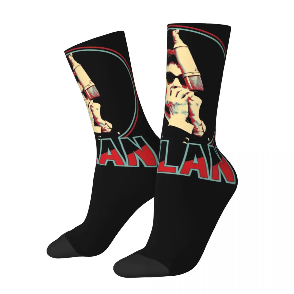 Vintage Bob Dylan Singer Design Theme Crew Socks Accessories for Male Breathable Sock