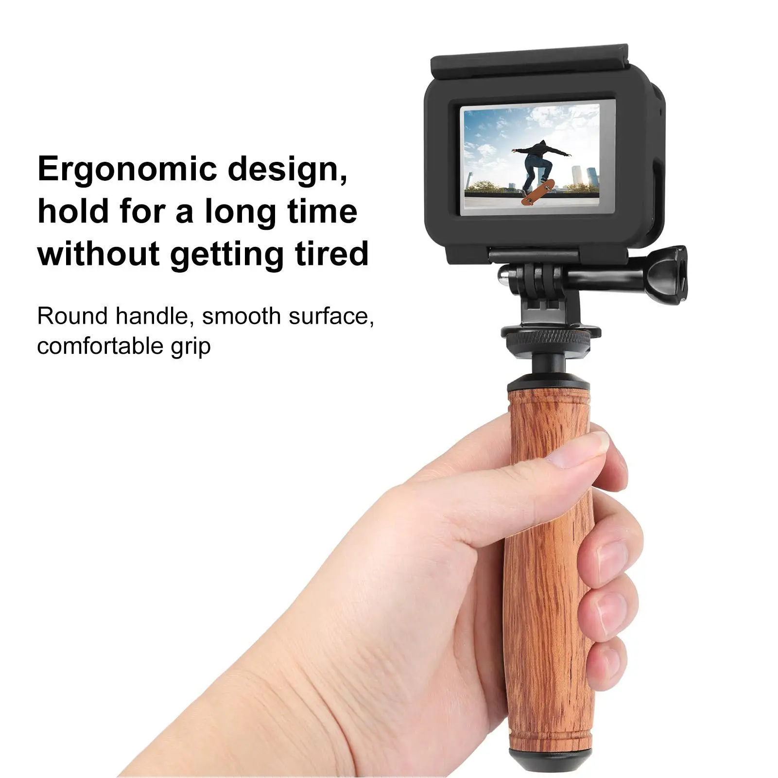 Wooden Camera Handle Grip with 1/4 Inch Screw Hole for Video Lighting & DSLR Accessories