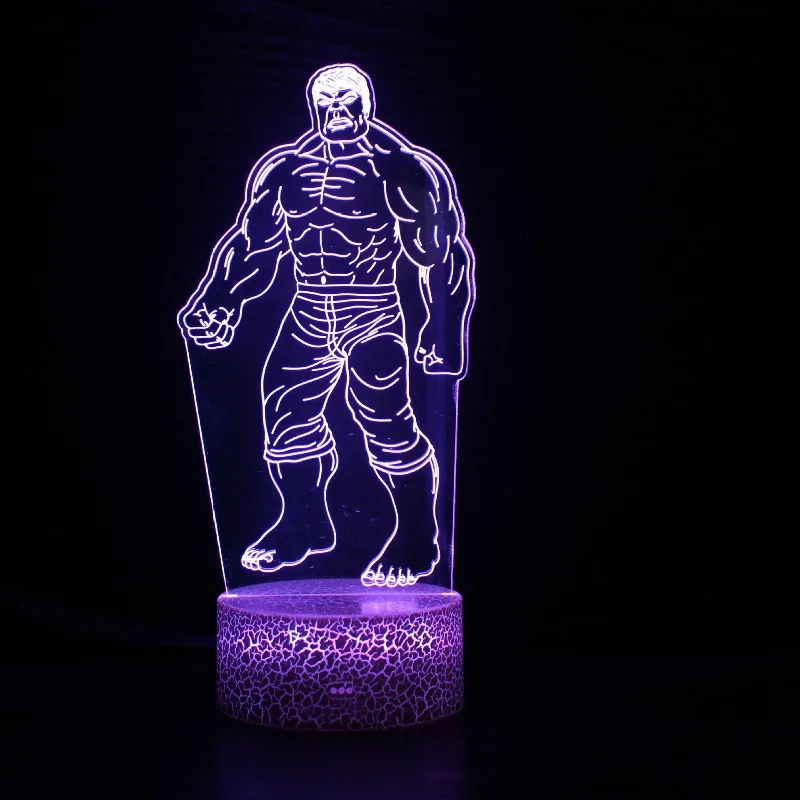 مارفل هالك الاكريليك مصباح المنتقمون الأبطال الخارقين عمل الشكل LED أضواء ليلية ديكور المنزل ضوء ألعاب أطفال هدايا عيد الميلاد