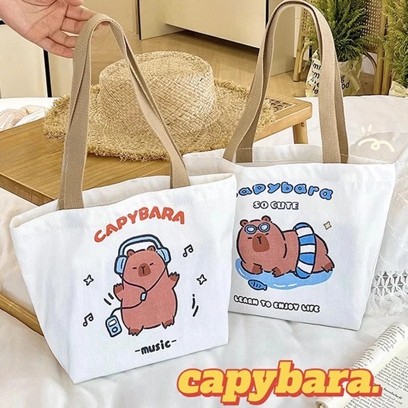 

Холщовая Сумка-тоут с мультипликационным принтом, повседневный вместительный рюкзак-слинг в японском стиле для женщин и девушек