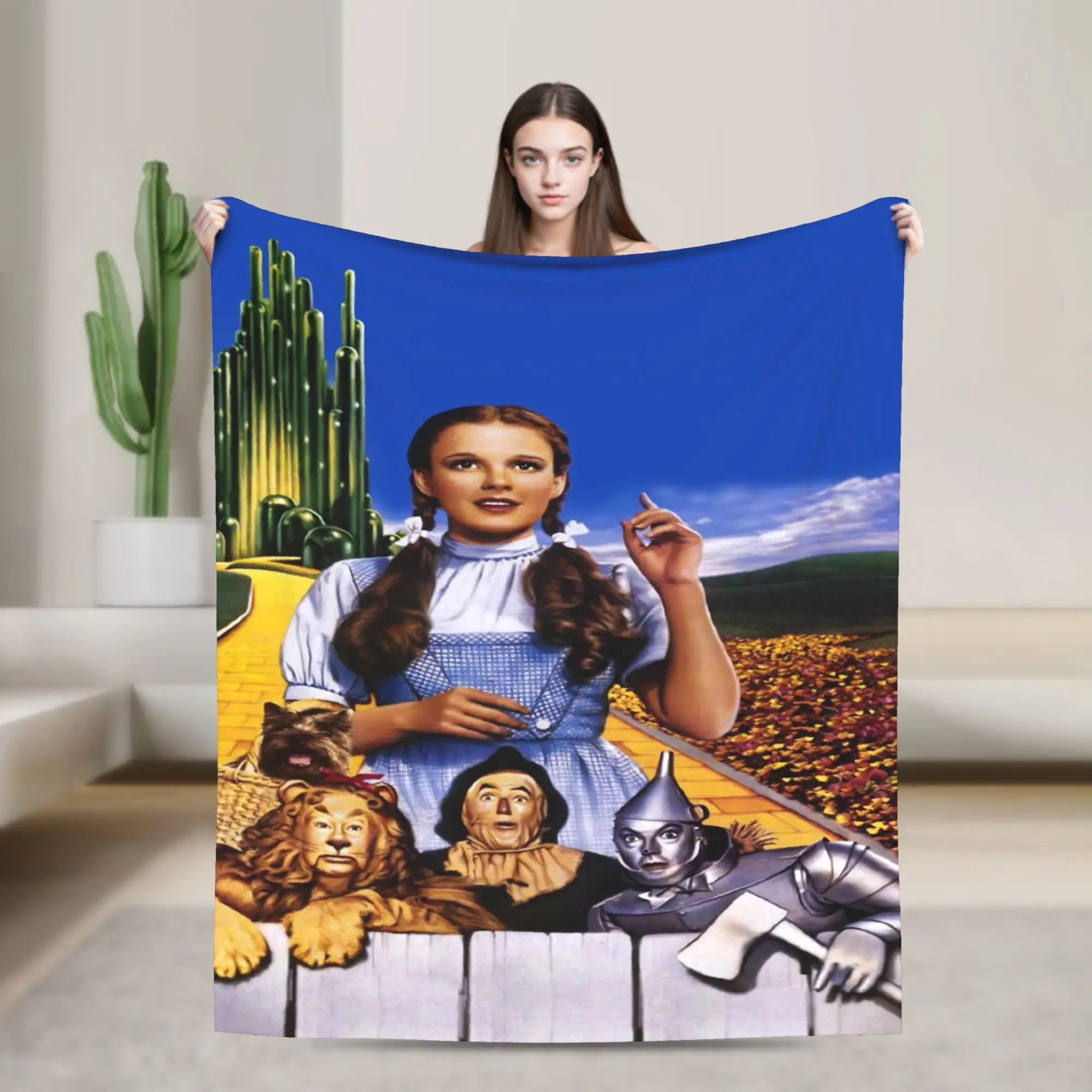 Wizards of Ozs Movie Blanket Cowardly Dorothy Tin Toto Flannel Throw Blanket Bed Sofa Printed Ultra-Soft Warm Bedspreads