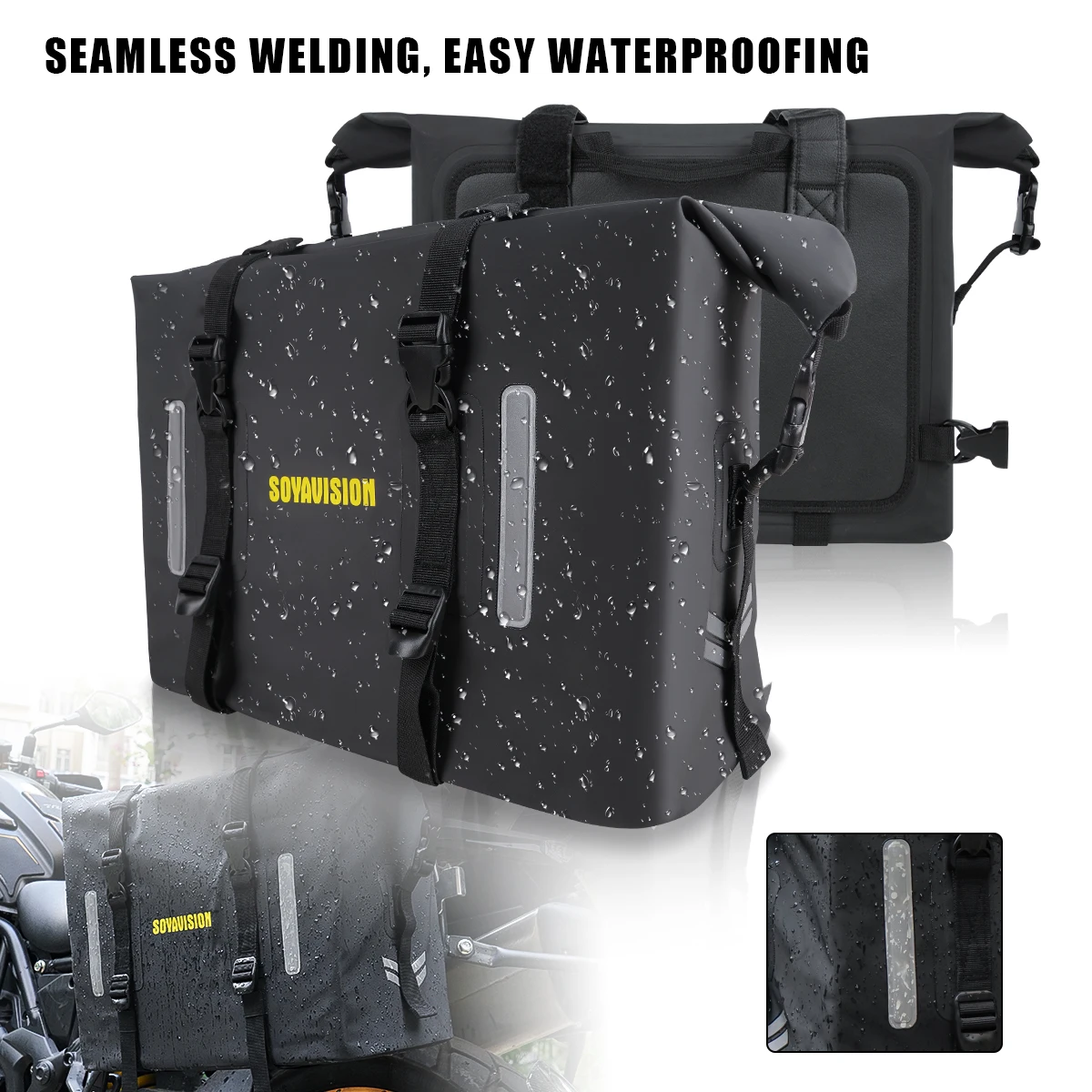 2 Pcs Motorcycle Bag Motorbike Saddlebags Waterproof Bagtecs 2x30L Roll Up Side Bag Saddle Bags Side Storage Fork Travel Luggage