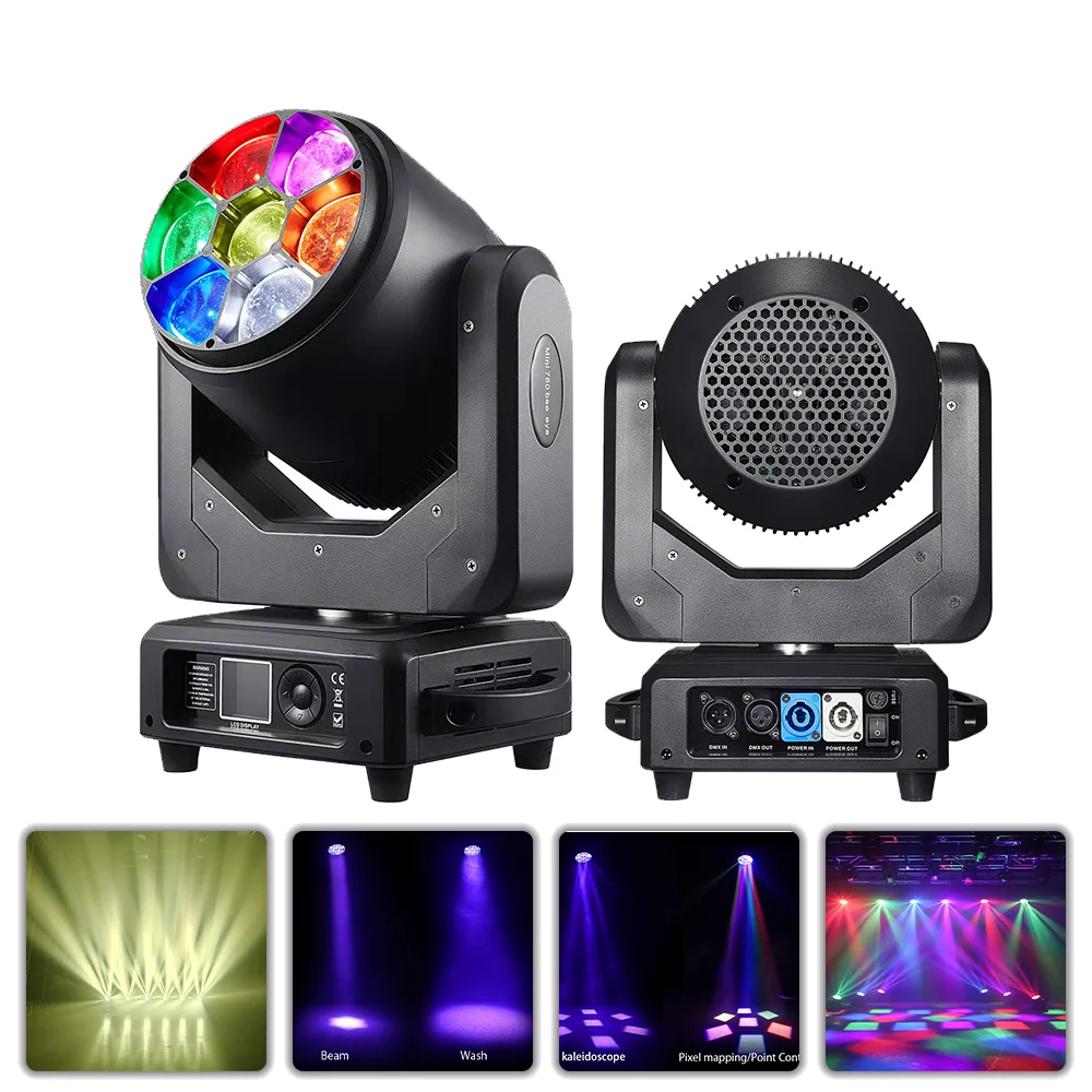 Mini 7X60W RGBW Beam Point control Bee eye Moving Head Light With Wash Zoom Effect DMX512 For DJ Wedding Party Disco Bar Club