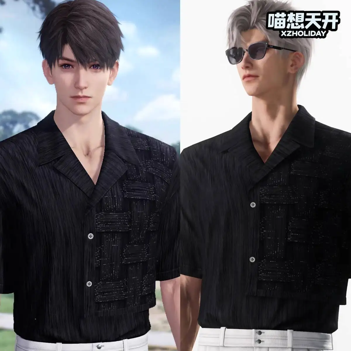 

New Love And Deepspace Sylus Qin Che Xavier Shen Xinghui Rafayel Qi Yu Zayne Li Shen Caleb Xiayizhou Черная рубашка Белые брюки