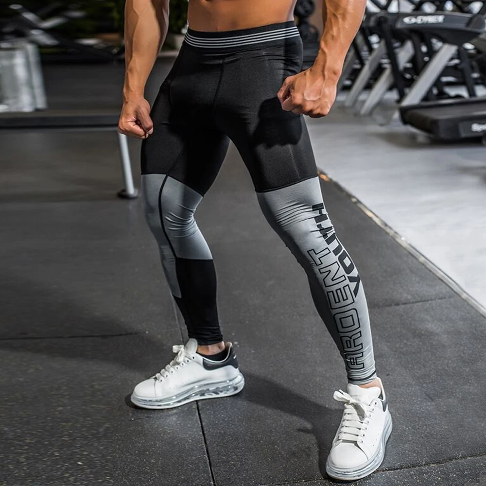 New Compression Running Pants Hombre Sport Leggings For Men Sport Legging Splicing Fabric Craft Fitness Training Pants Men Slim