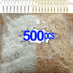 100/500pcs Stainless Steel Earring Hooks DIY Gold Silver Ear Findings Clasps Making Earwire Jewelry Supplies Parts Accessories