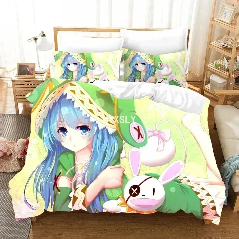

Date A Live Bedding Set Quilt Cover Pillowcases For Adult Boys Single Double Full Queen King Girl Boys Duvet Cover Home Textile