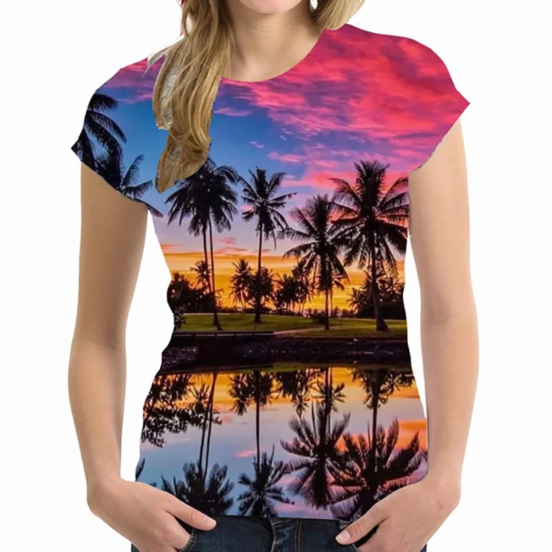 New Fashion 3D Palm Trees Printed T Shirt For Men Children Cool Funny Streetwear T-shirts Summer Hawaiian Tee Shirts Vintage Top