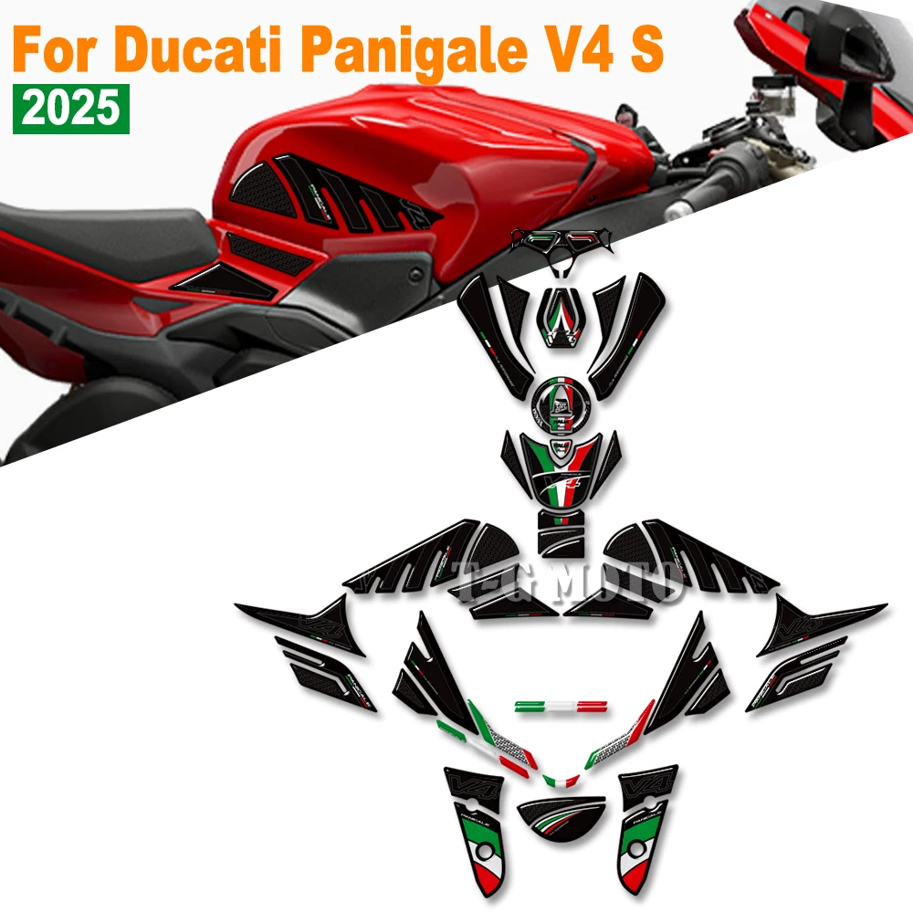 

For Ducati Panigale V4 S V4S Protection Tank Pad Side Grips Gas Fuel Oil Kit Knee Fairing Fender Stickers Decals Set 2025