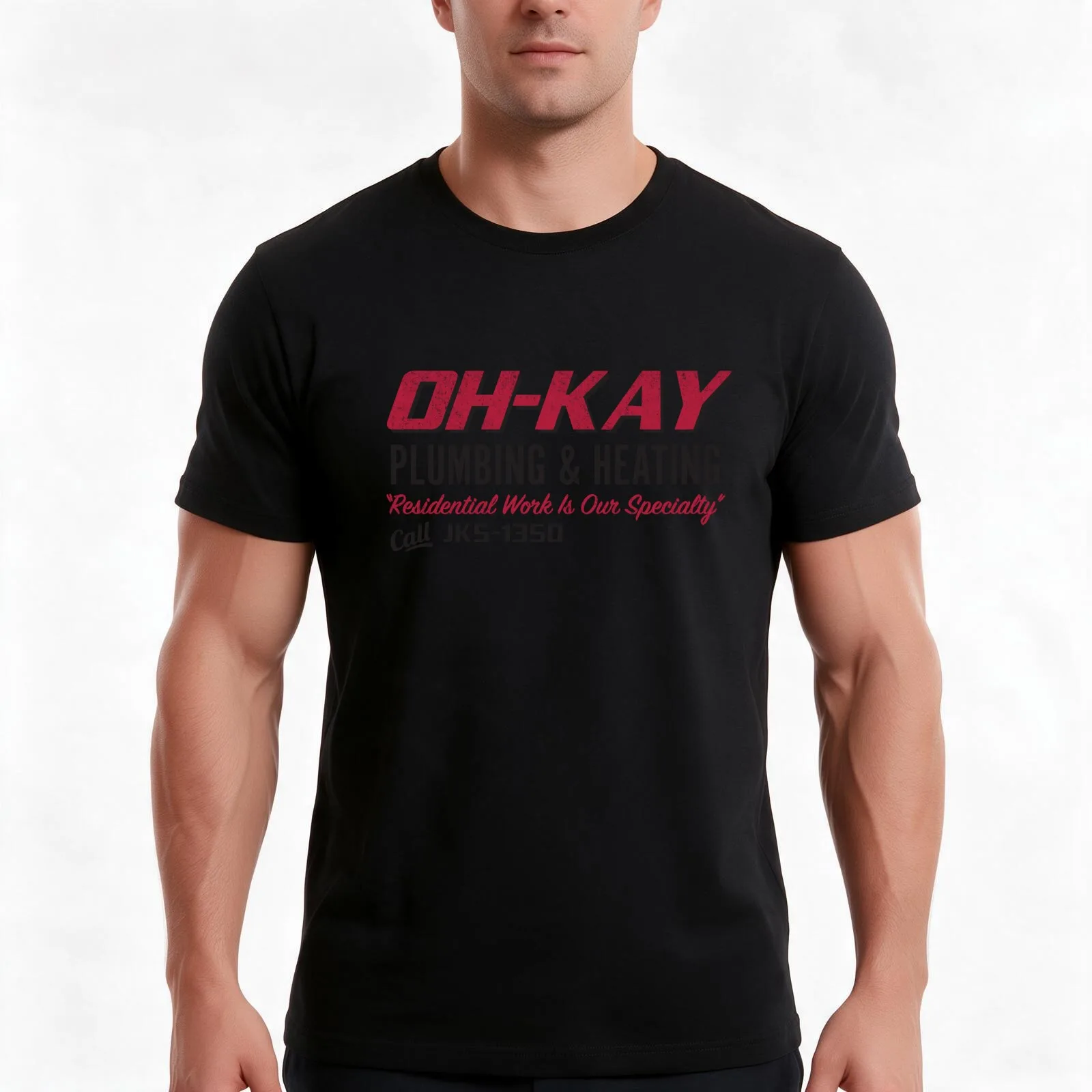 OH-KAY Plumbing & Heating - vintage logo T-Shirt, Summer Casual Cotton Tee, Oversized Streetwear Tops, Vintage Graphic Print