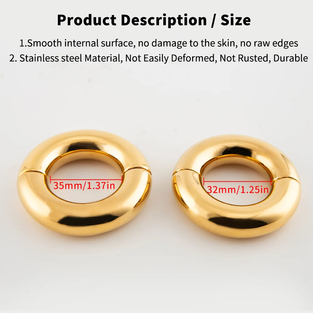 Gold Stainless Steel Ball Stretcher Scrotum Pendant Testis Testicle Weight Penis Restraint Locks Cock Ring CBT Sex Toys For Men