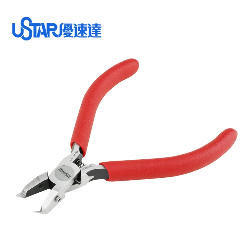 U-STAR UA-91590 Thin Single-edged Plastic Cutting Nippers 45 Degrees Curved Nose Shear Pliers Model Tools for ABS/PS/PE/PP Resin