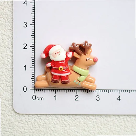 100pcs Cute Flatback Mini Christmas Snowman Santa Resin Cabochon DIY Accessories for Hairpin Keychain Scrapbook Decor